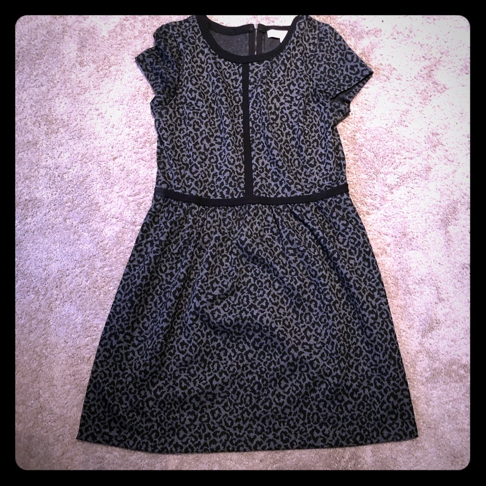 Loft black & grey leopard print dress size 10